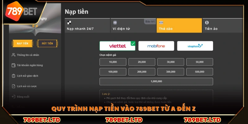 Tìm hiểu chi tiết các bước nạp tiền 789Bet