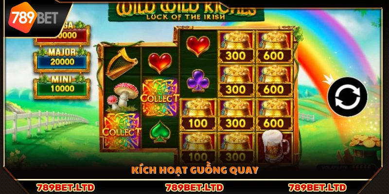 Nhấn nút để bắt đầu quay guồng slot